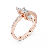 0.698 CT Round Pear & Emerald  Lab Grown Diamond Ring | WOKE