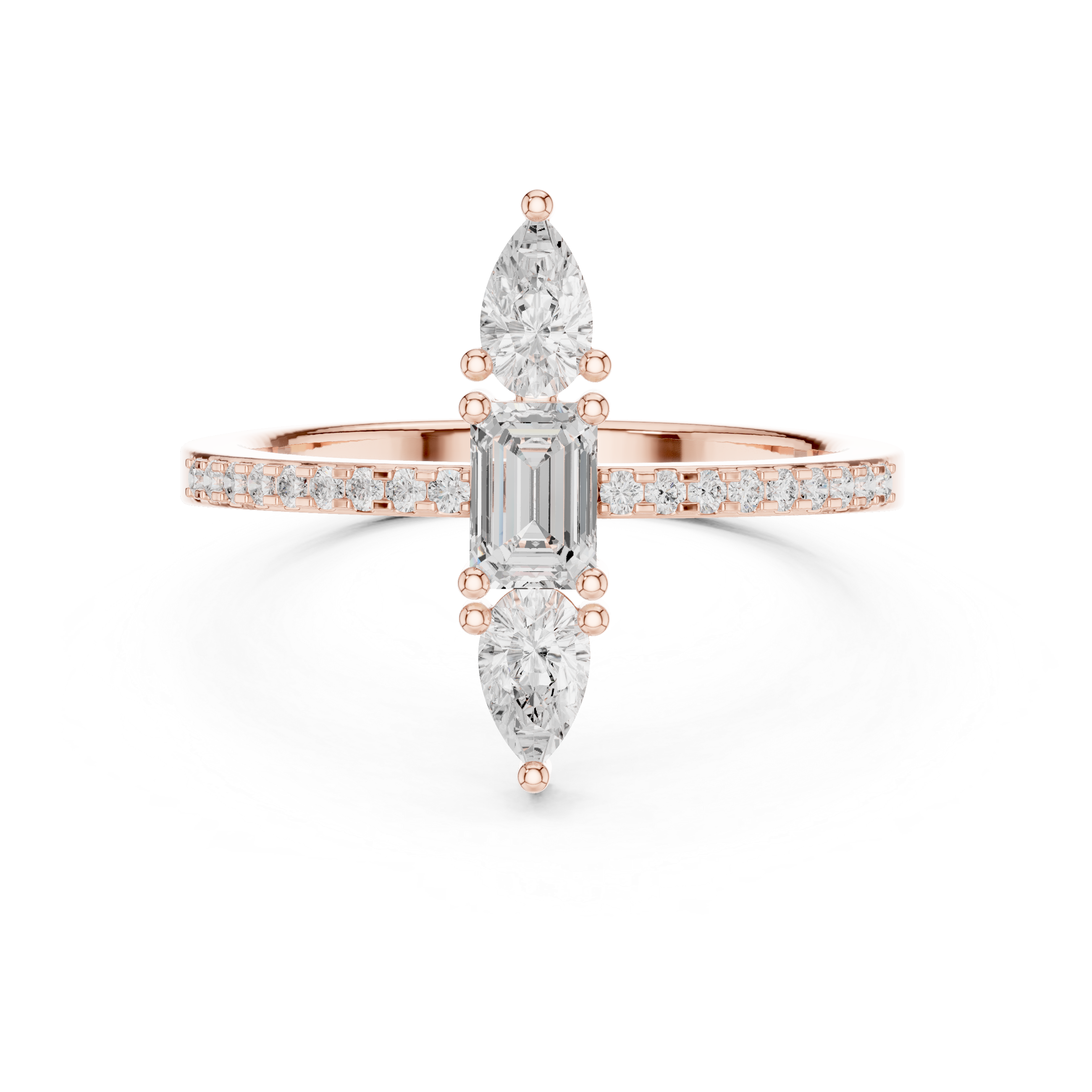 0.698 CT Round Pear & Emerald  Lab Grown Diamond Ring | WOKE