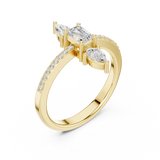 0.698 CT Round Pear & Emerald  Lab Grown Diamond Ring | WOKE