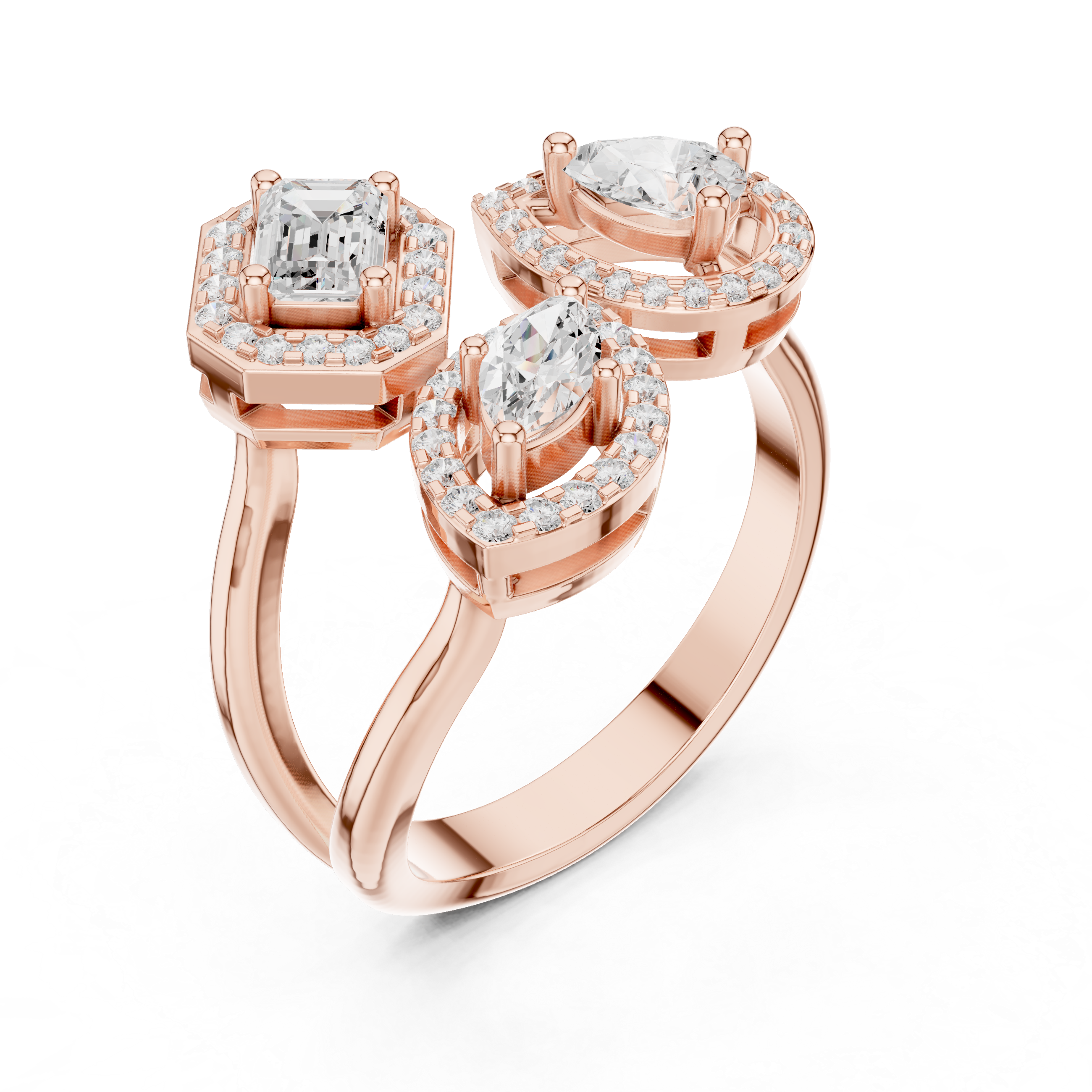 0.92 CT Marquise Round Pear & Emerald  Lab Grown Diamond Ring | WOKE
