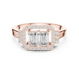 0.764CT Emerald  & Round Mossonite Ring | WOKE