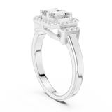 0.764CT Emerald  & Round Mossonite Ring | WOKE
