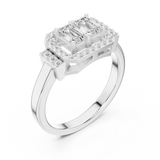 0.764CT Emerald  & Round Mossonite Ring | WOKE