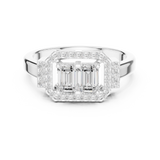 0.764CT Emerald  & Round Mossonite Ring | WOKE