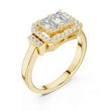 0.764CT Emerald  & Round Mossonite Ring | WOKE