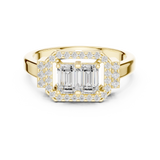 0.764CT Emerald  & Round Mossonite Ring | WOKE