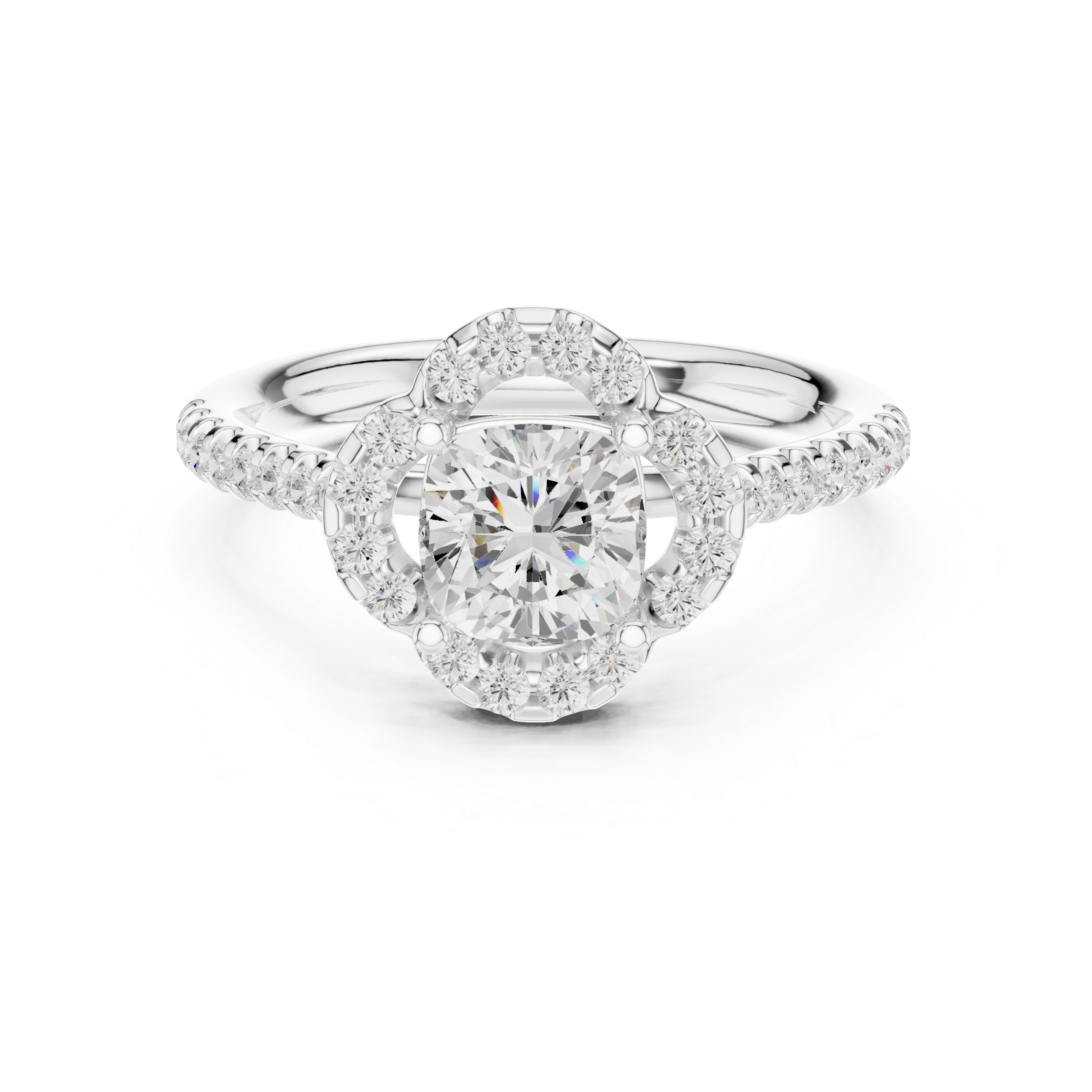 0.384 CT Cushion  & Round Mossonite Ring | WOKE