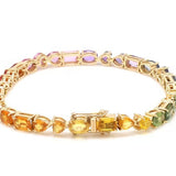 Rainbow sapphire emerald cut mix shape tennis bracelet  | WOKE