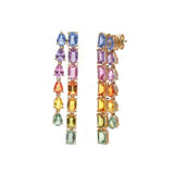 Rainbow sapphire emerald cut pear cut dangling earrings| WOKE