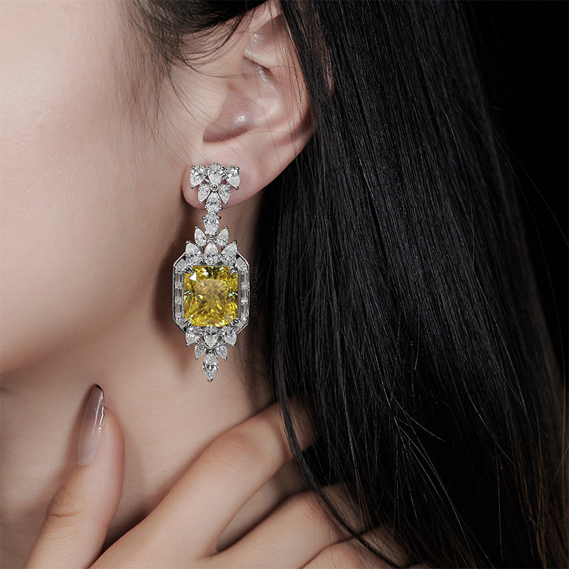 8.4 TCW Yellow Radiant cut earrings | 925 Silver