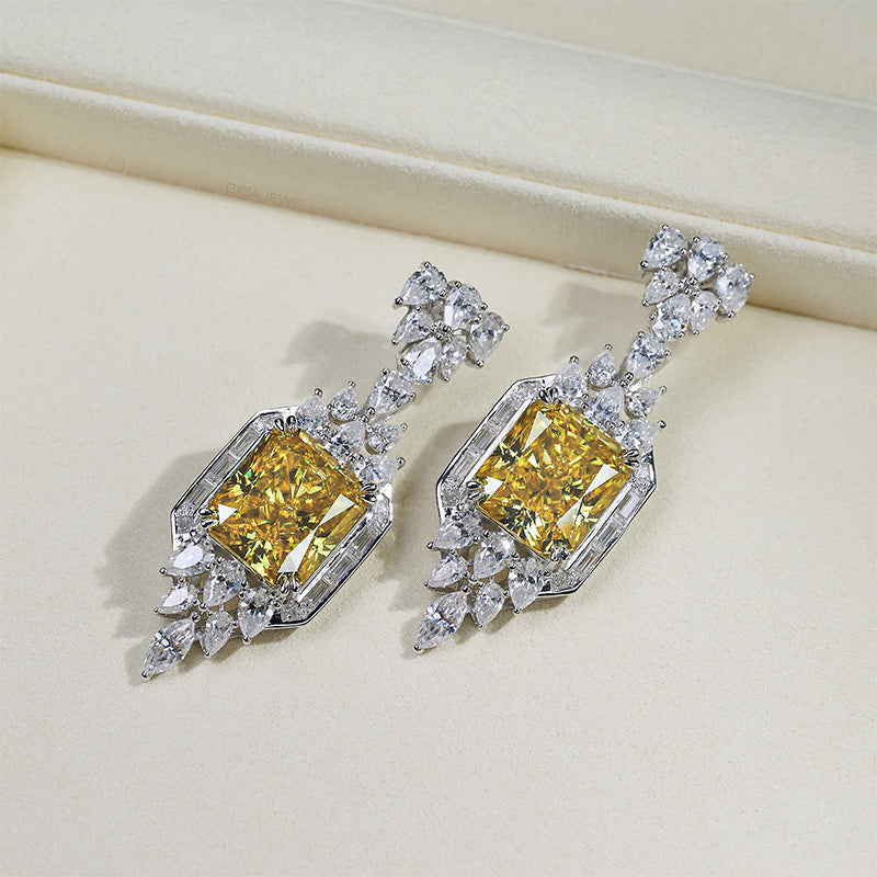 8.4 TCW Yellow Radiant cut earrings | 925 Silver