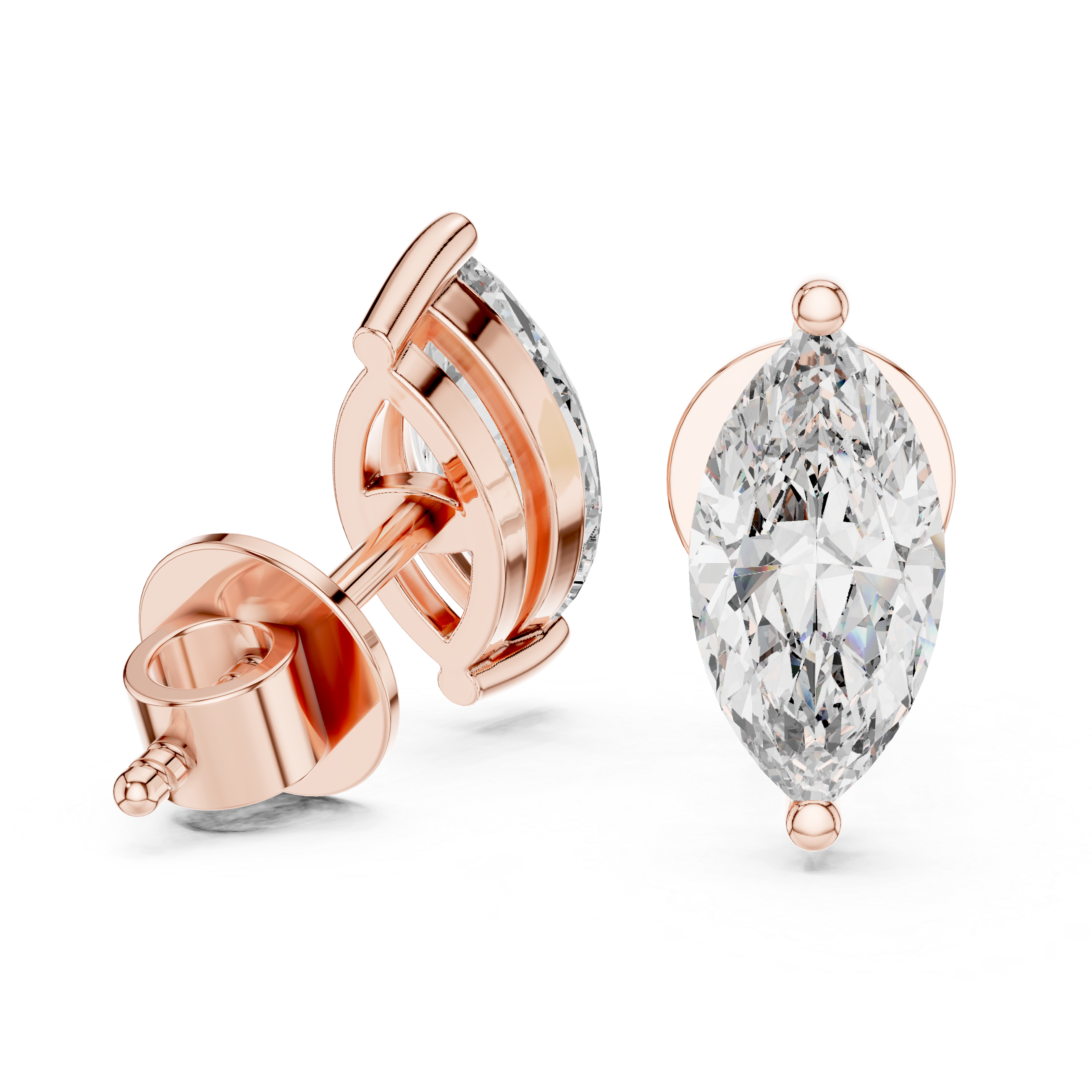1.5 CT Marquise cut moissanite stud in 9K Gold/925 Silver |WOKE