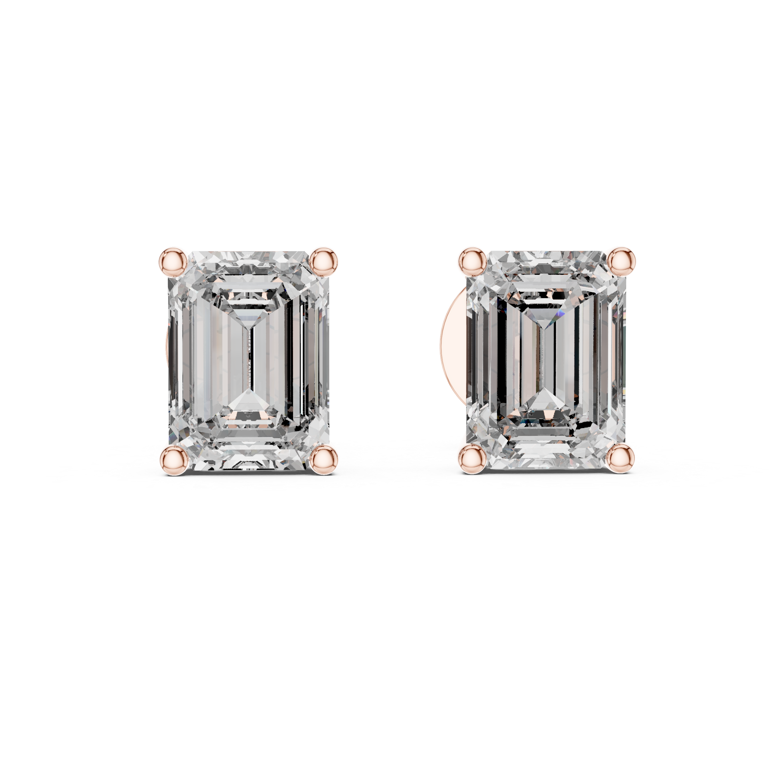 2.5 CT Emerald cut moissanite stud in 9K Gold/925 Silver | WOKE