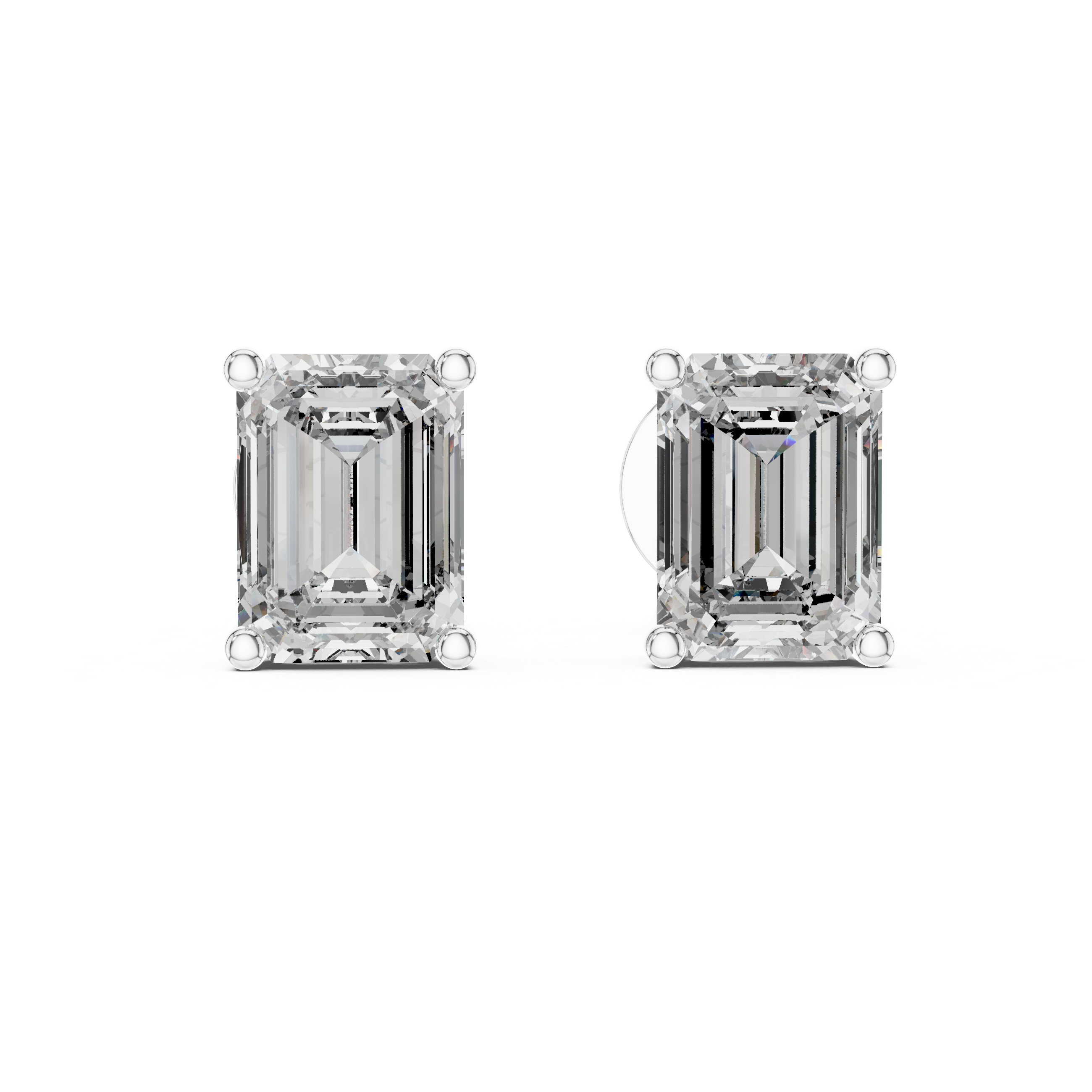 2.5 CT Emerald cut moissanite stud in 9K Gold/925 Silver | WOKE
