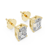 2.5 CT Emerald cut moissanite stud in 9K Gold/925 Silver | WOKE