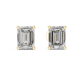 2.5 CT Emerald cut moissanite stud in 9K Gold/925 Silver | WOKE