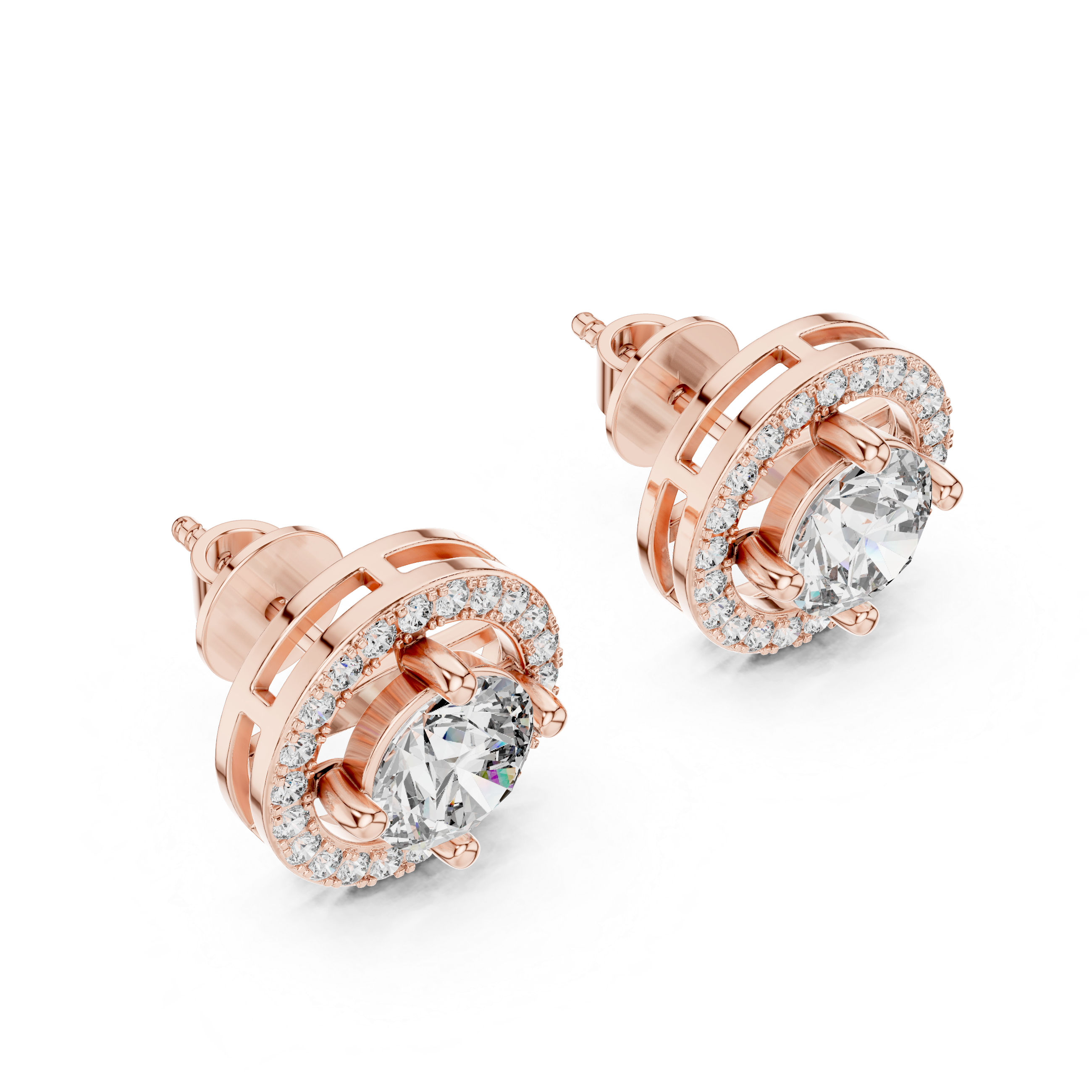2.528 CT Round cut Moissanite studs in 9K Gold/925 Silver |WOKE