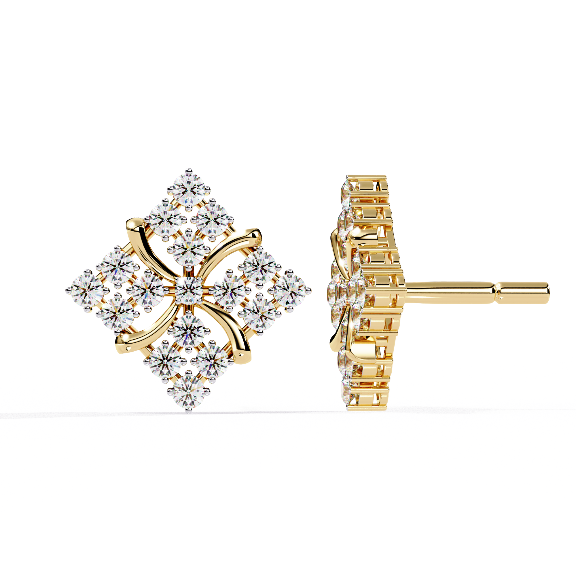 WOKE™ Micro princess set lab grown diamond studs in 14k Gold