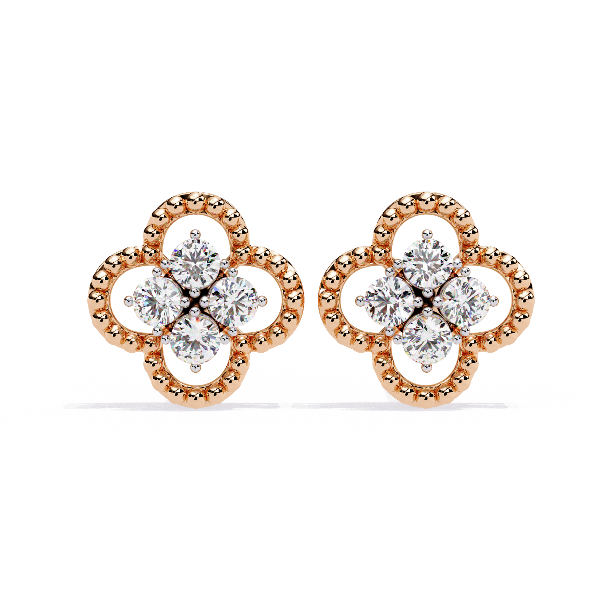 WOKE™ Stars lab grown diamond with pearls studs in 14k Gold