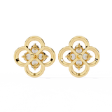 WOKE™ Stars lab grown diamond with pearls studs in 14k Gold