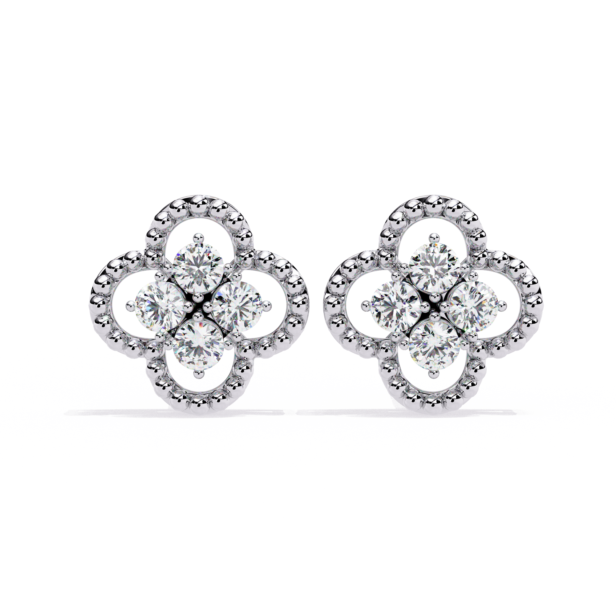 WOKE™ Stars lab grown diamond with pearls studs in 14k Gold