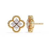 WOKE™ Stars lab grown diamond with pearls studs in 14k Gold