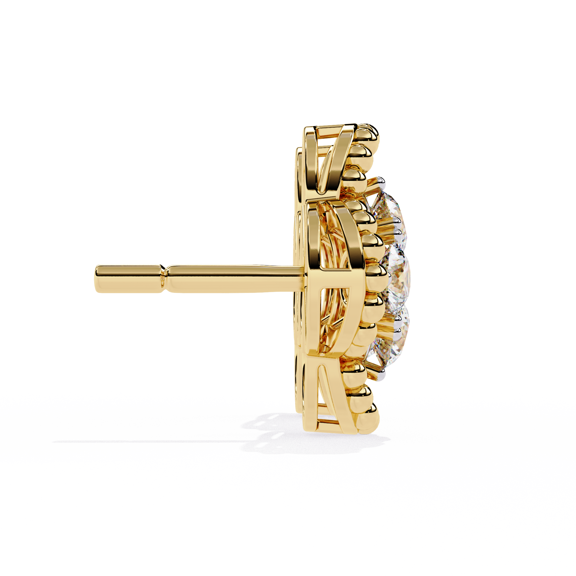 WOKE™ Stars lab grown diamond with pearls studs in 14k Gold
