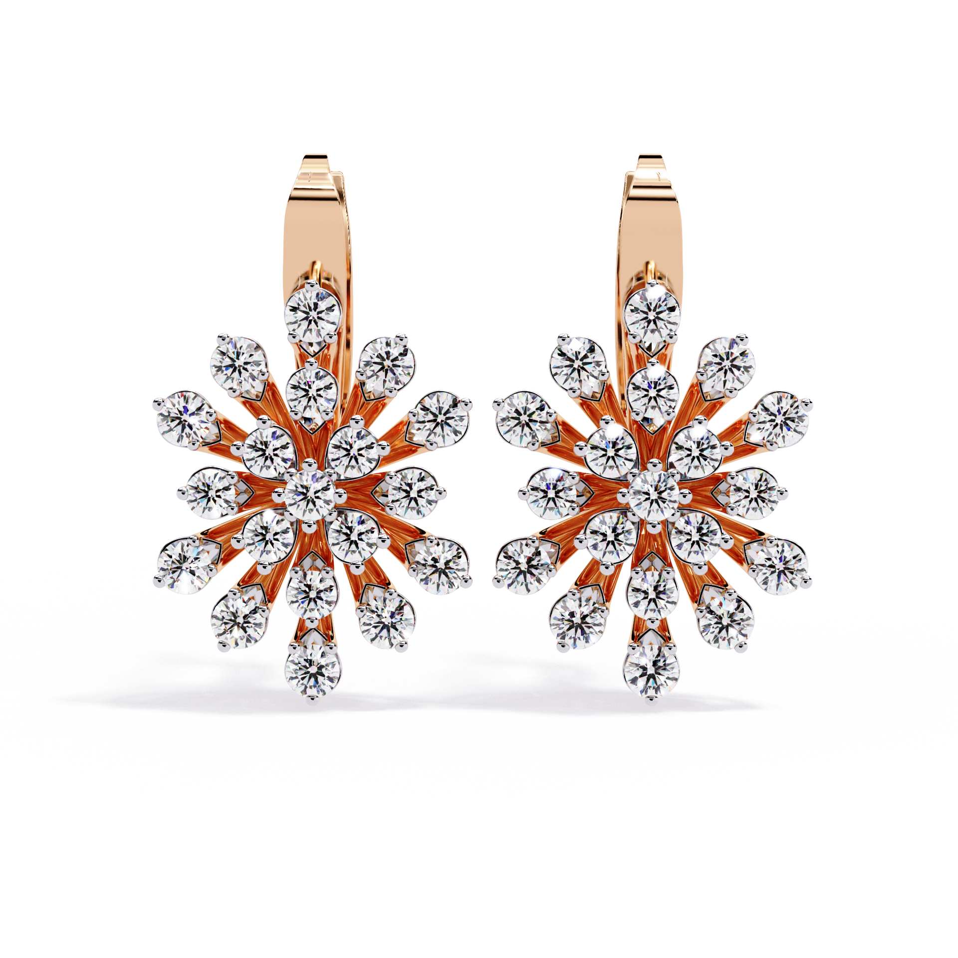 WOKE™ Scatter flower lab grown diamond Fish lock Bali in 14k Gold