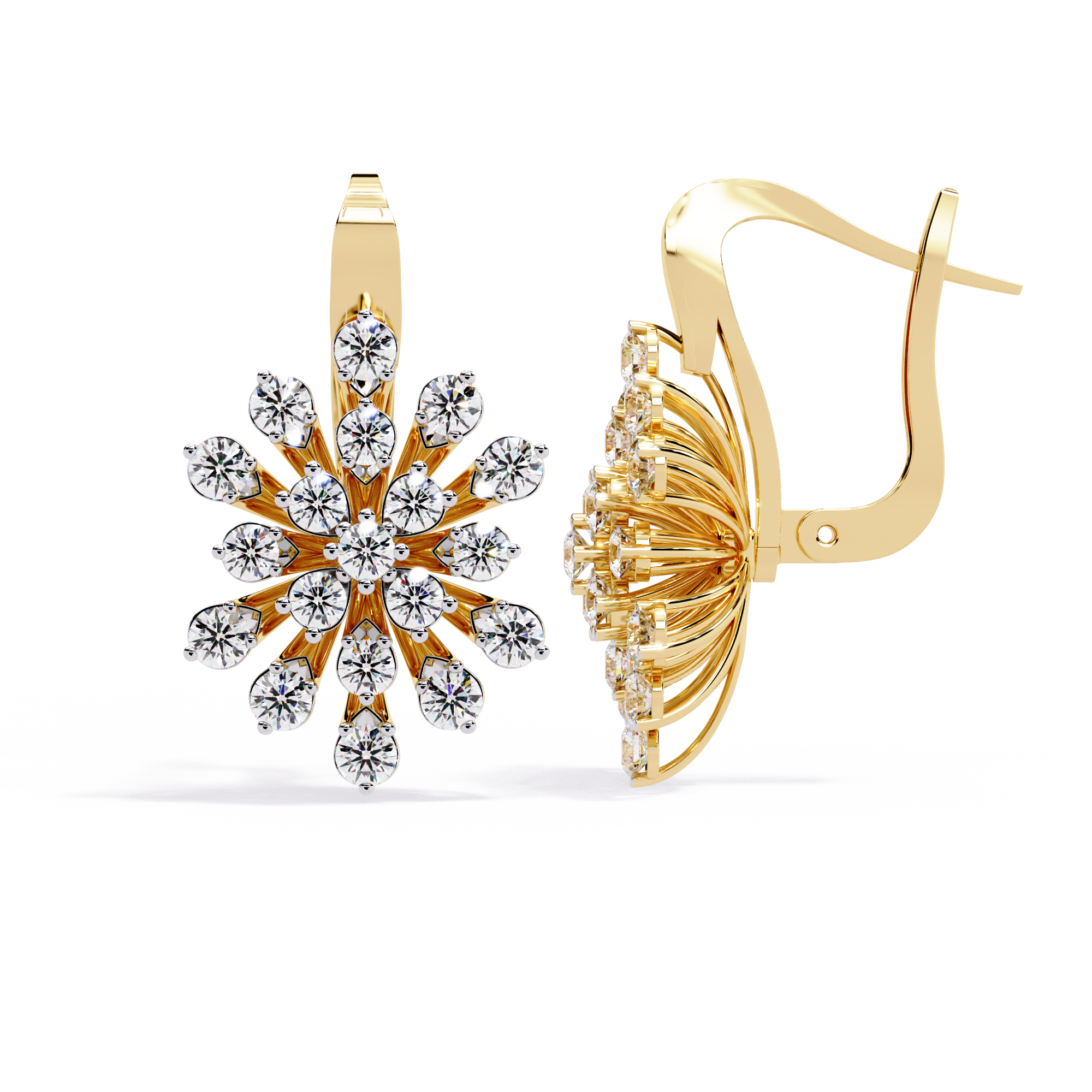 WOKE™ Scatter flower lab grown diamond Fish lock Bali in 14k Gold