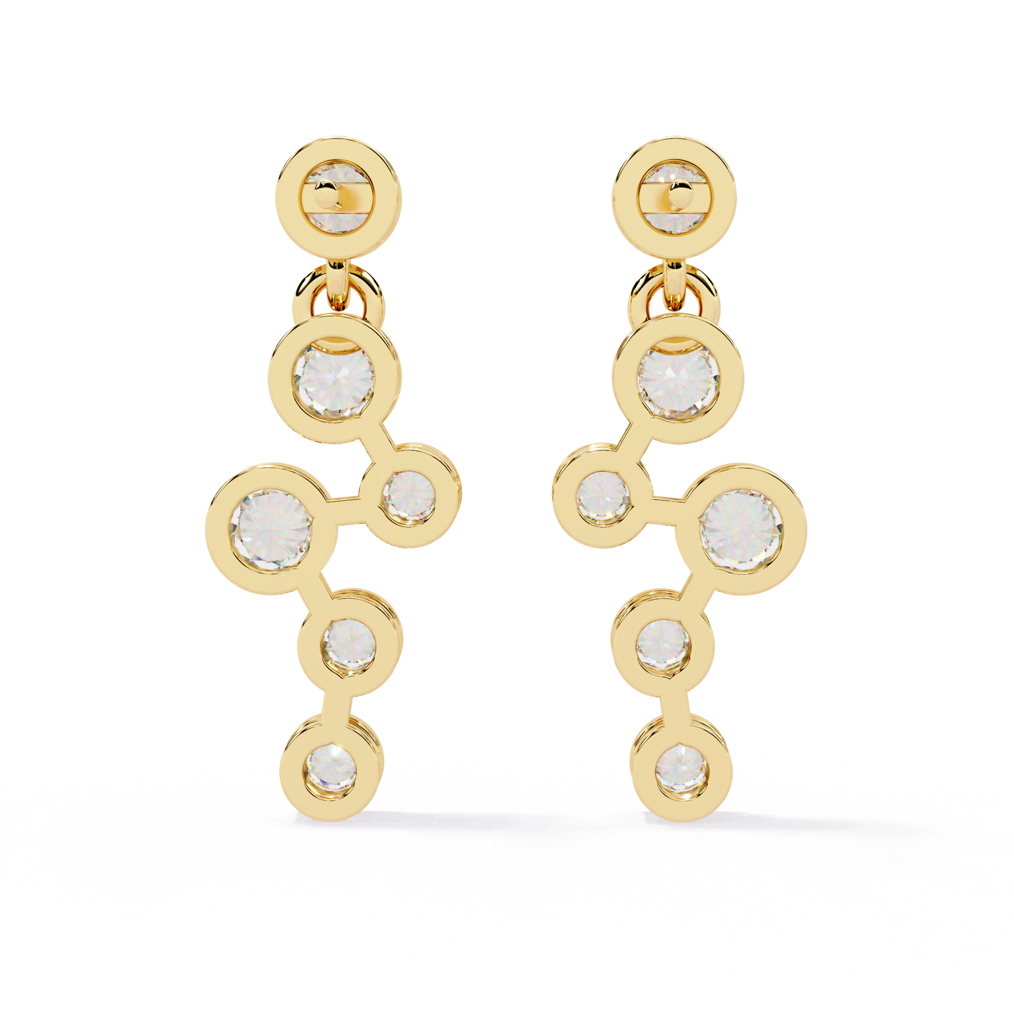 WOKE™ Flowing bezel lab grown diamond eariings in 14k Gold