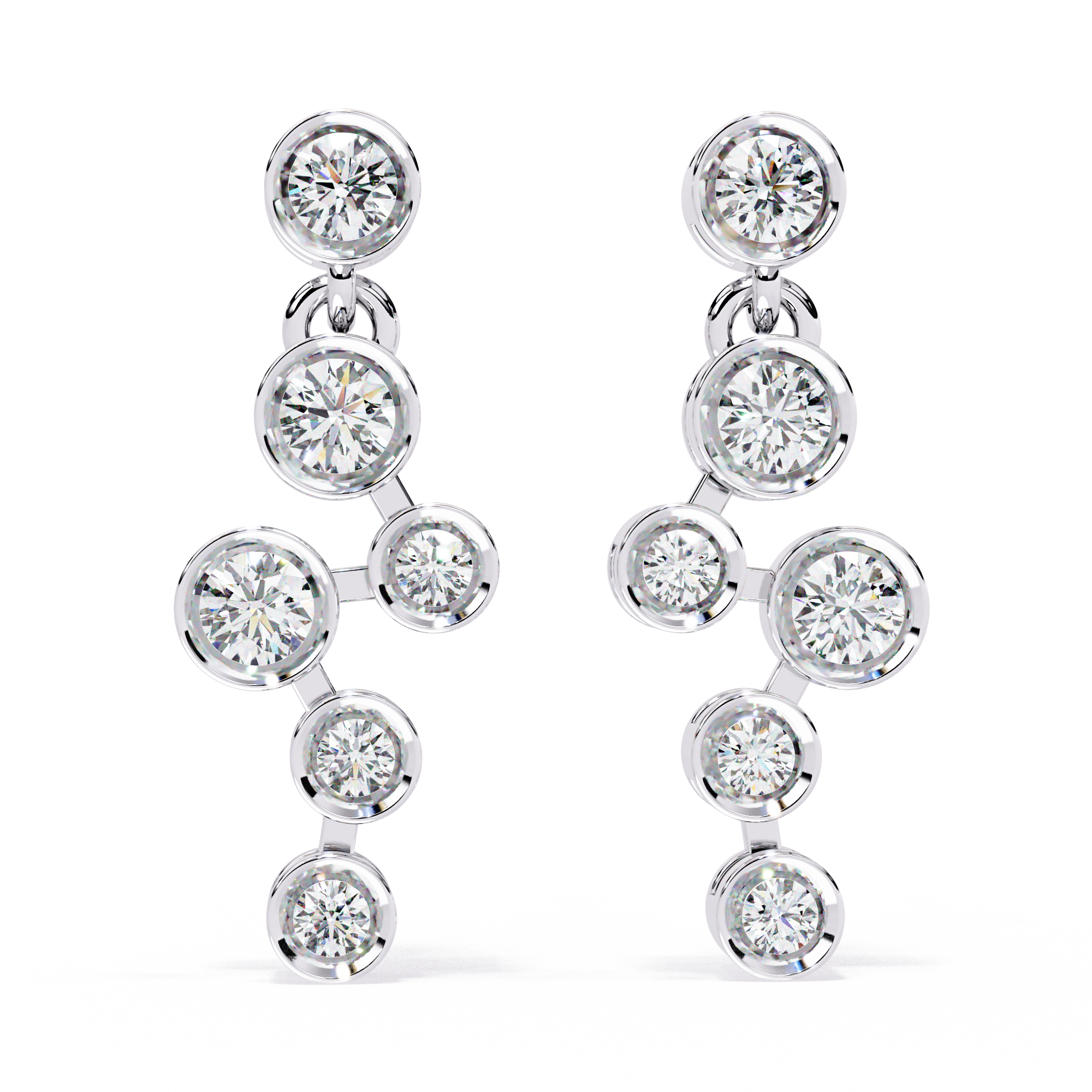 WOKE™ Flowing bezel lab grown diamond eariings in 14k Gold