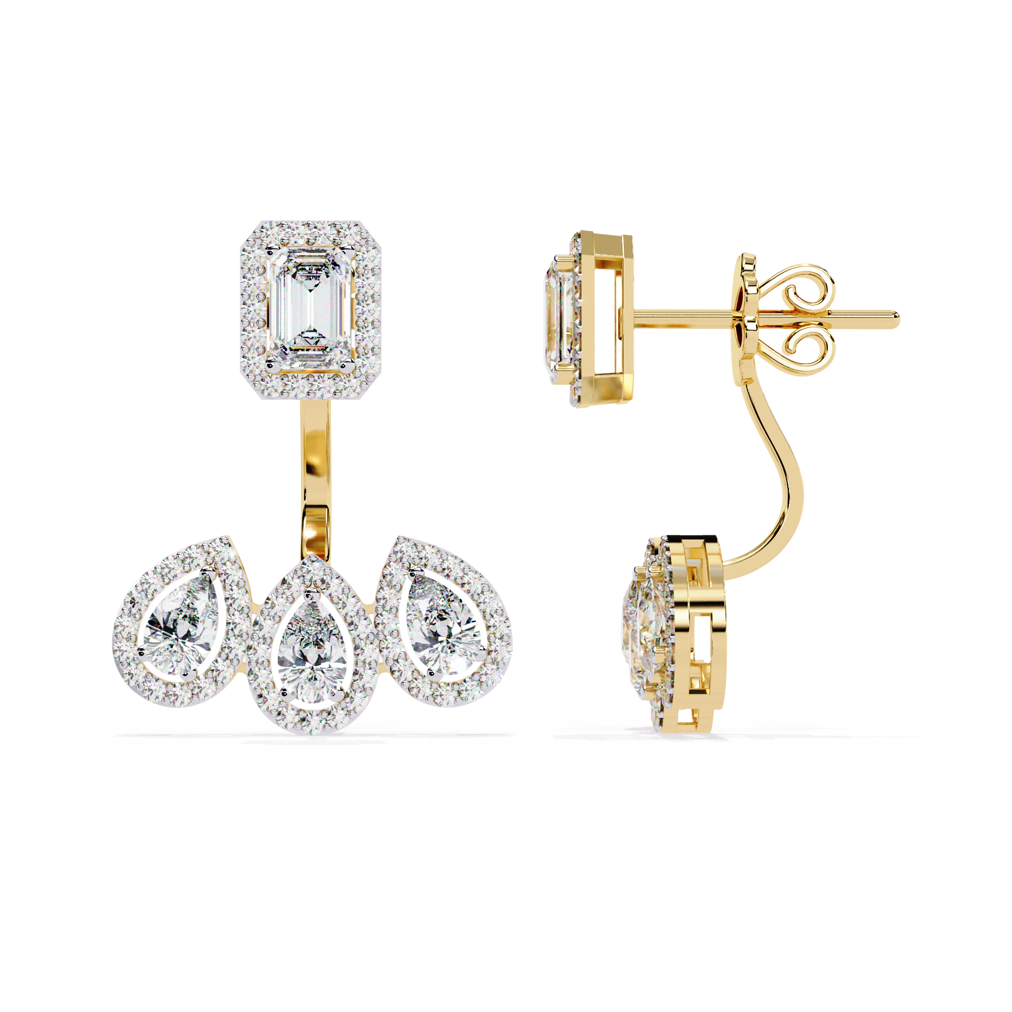 WOKE™ 2 in 1 2.9CT  Moissanite earrings in 925 Silver/9K Gold