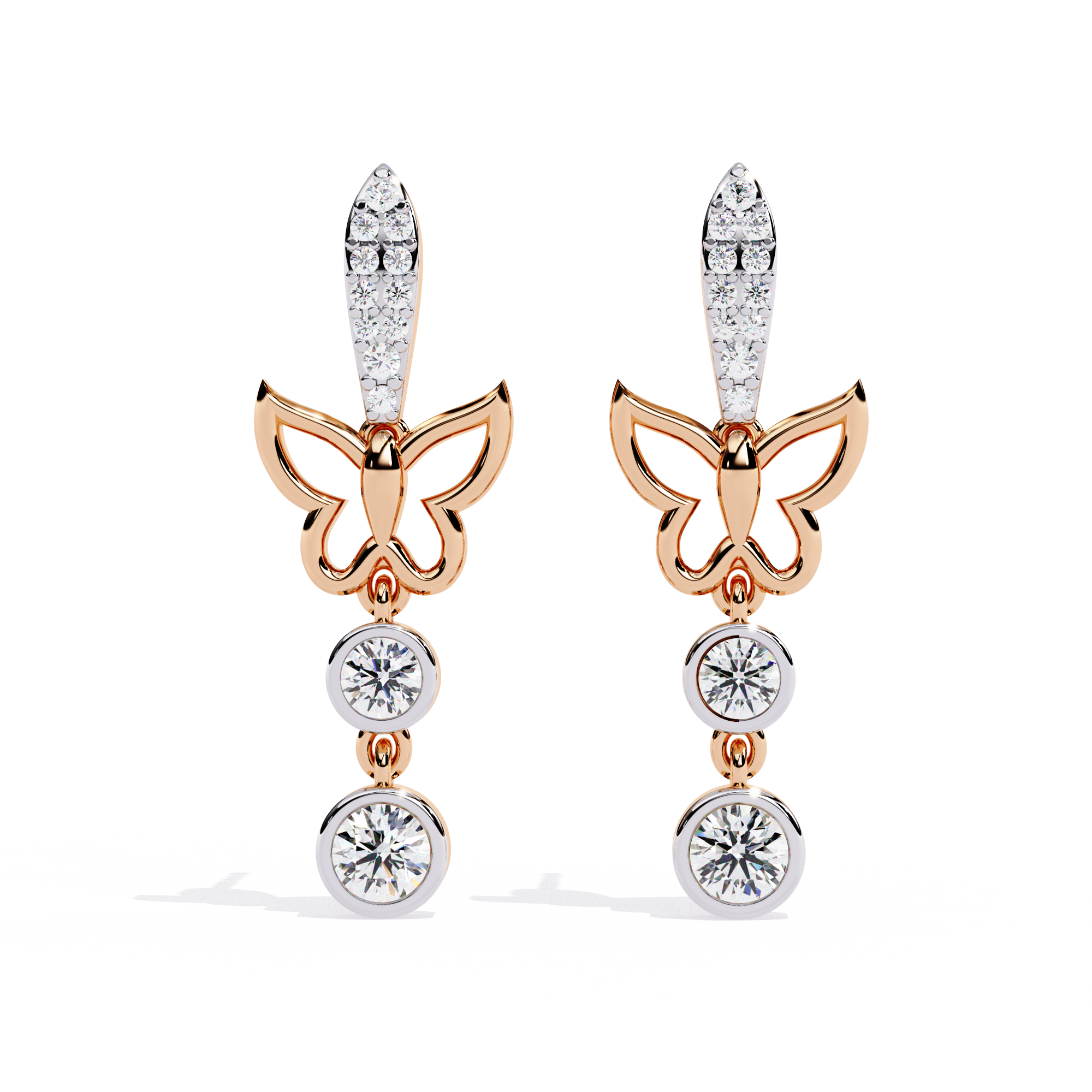 WOKE™ .88 CT  Moissanite butterfly earrrings in 14k Gold (Copy)