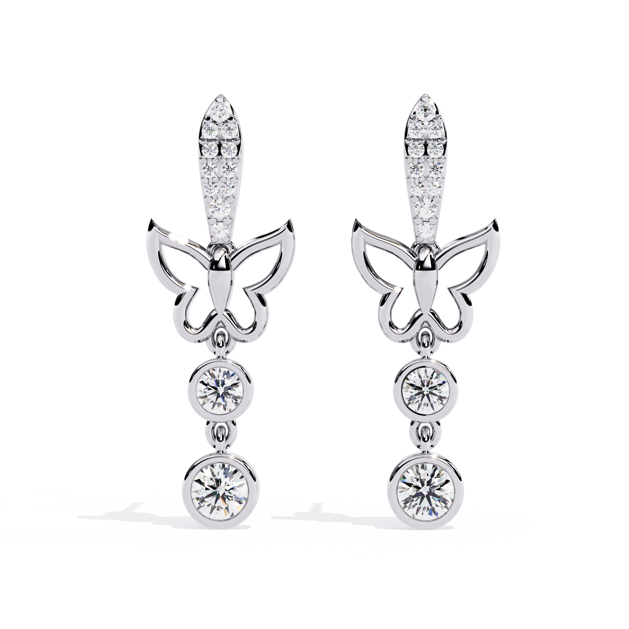 WOKE™ .88 CT  Moissanite butterfly earrrings in 14k Gold (Copy)