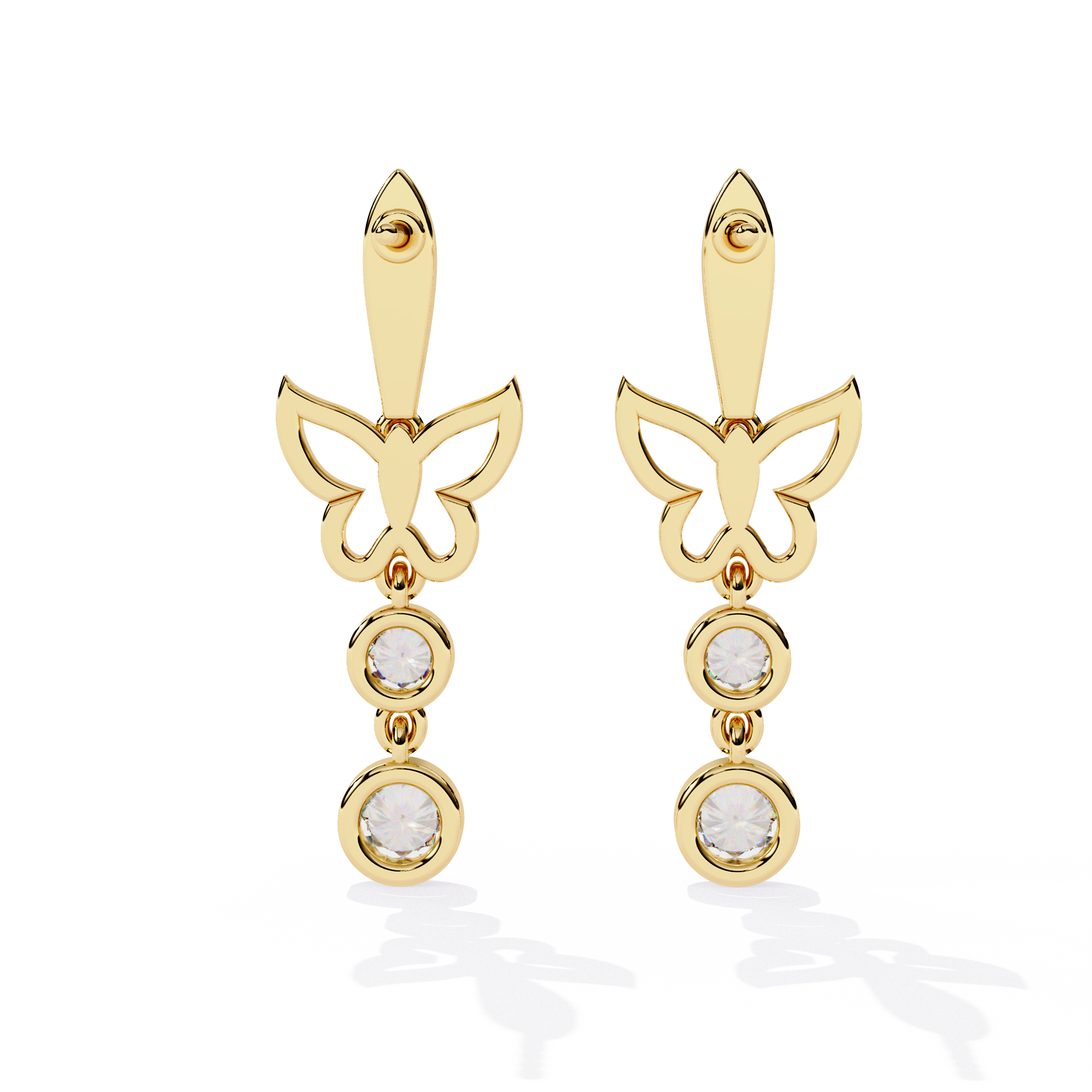 WOKE™ .88 CT  Moissanite butterfly earrrings in 14k Gold (Copy)