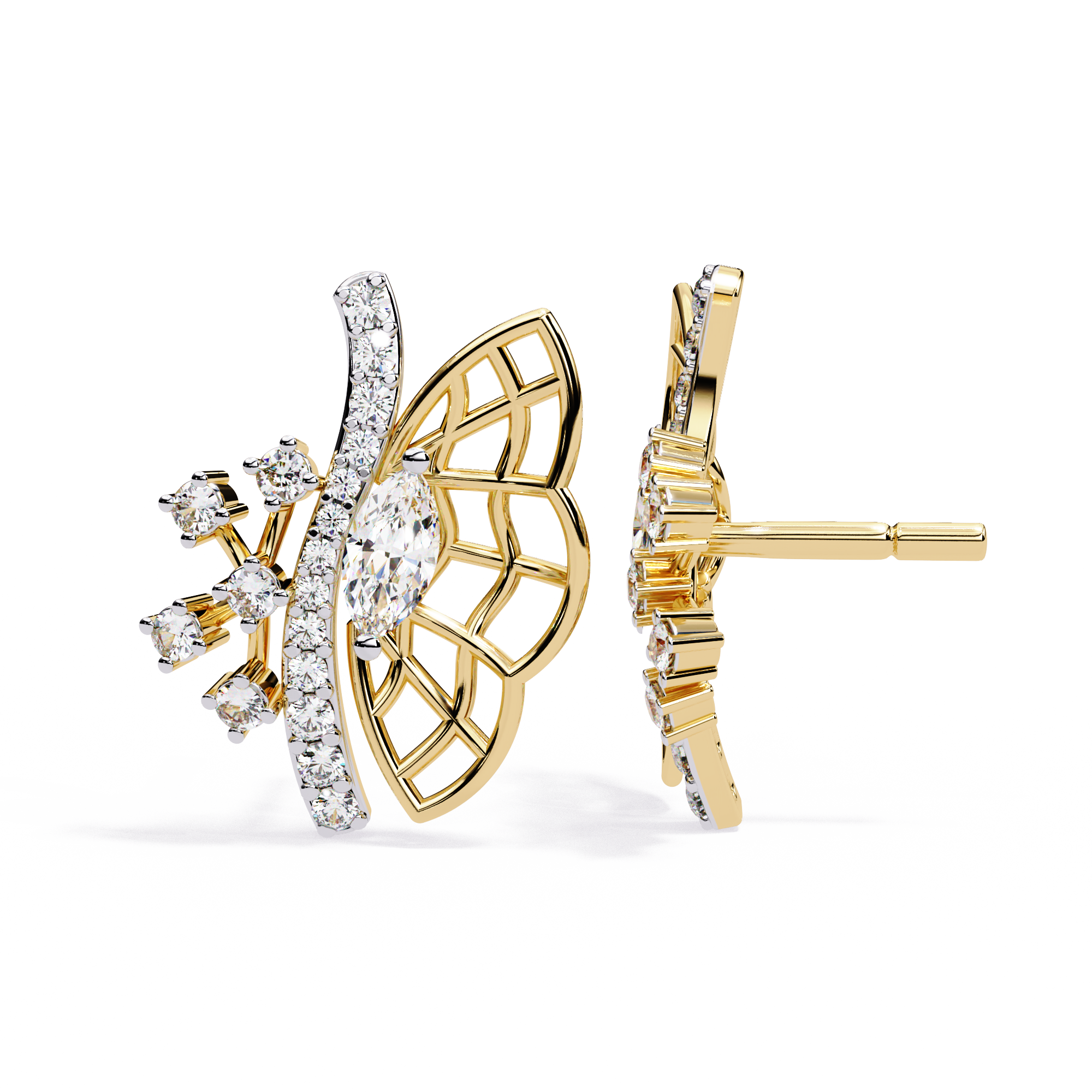 WOKE™ 0.58 CT  Moissanite butterfly earrrings in 14k Gold