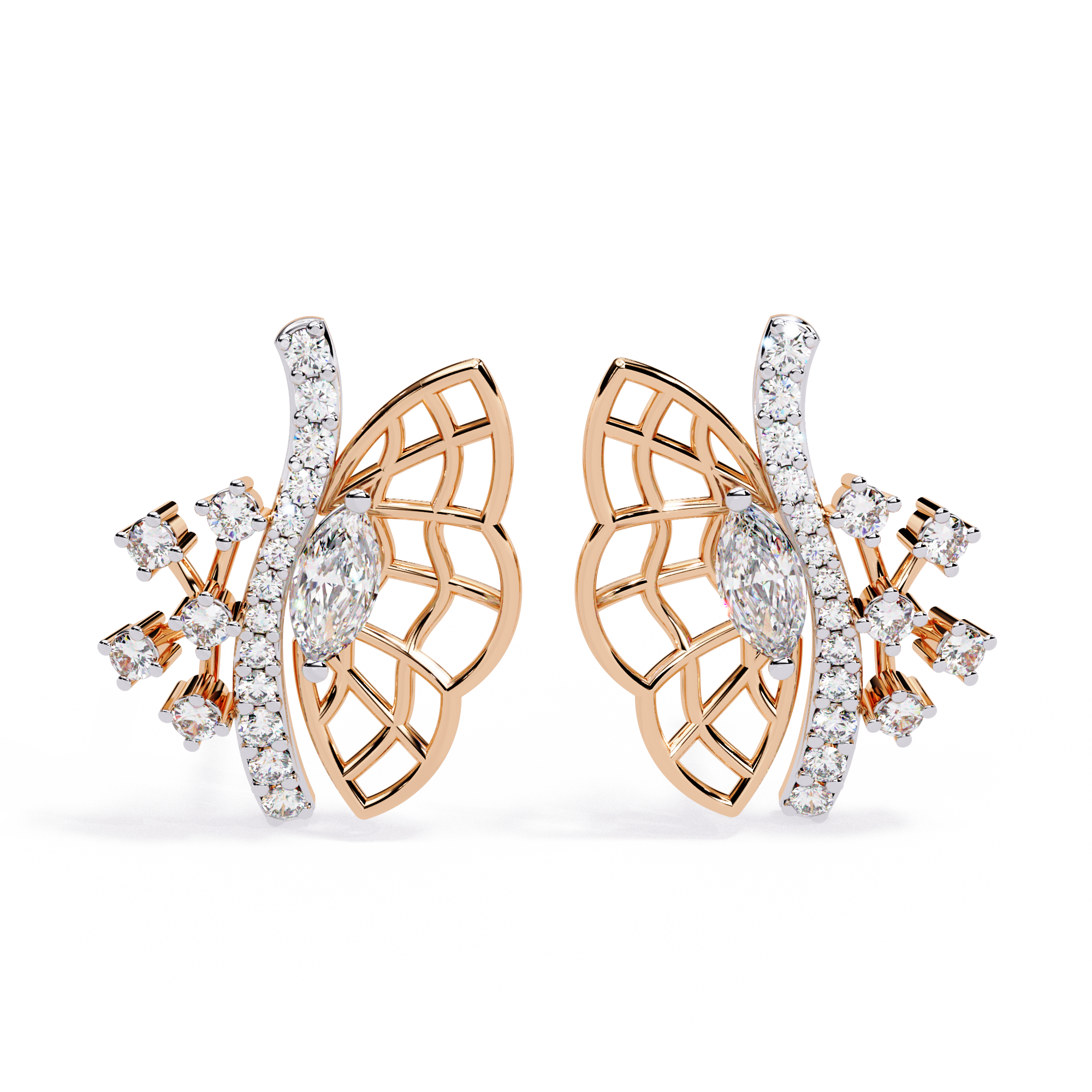 WOKE™ 0.58 CT  Moissanite butterfly earrrings in 14k Gold