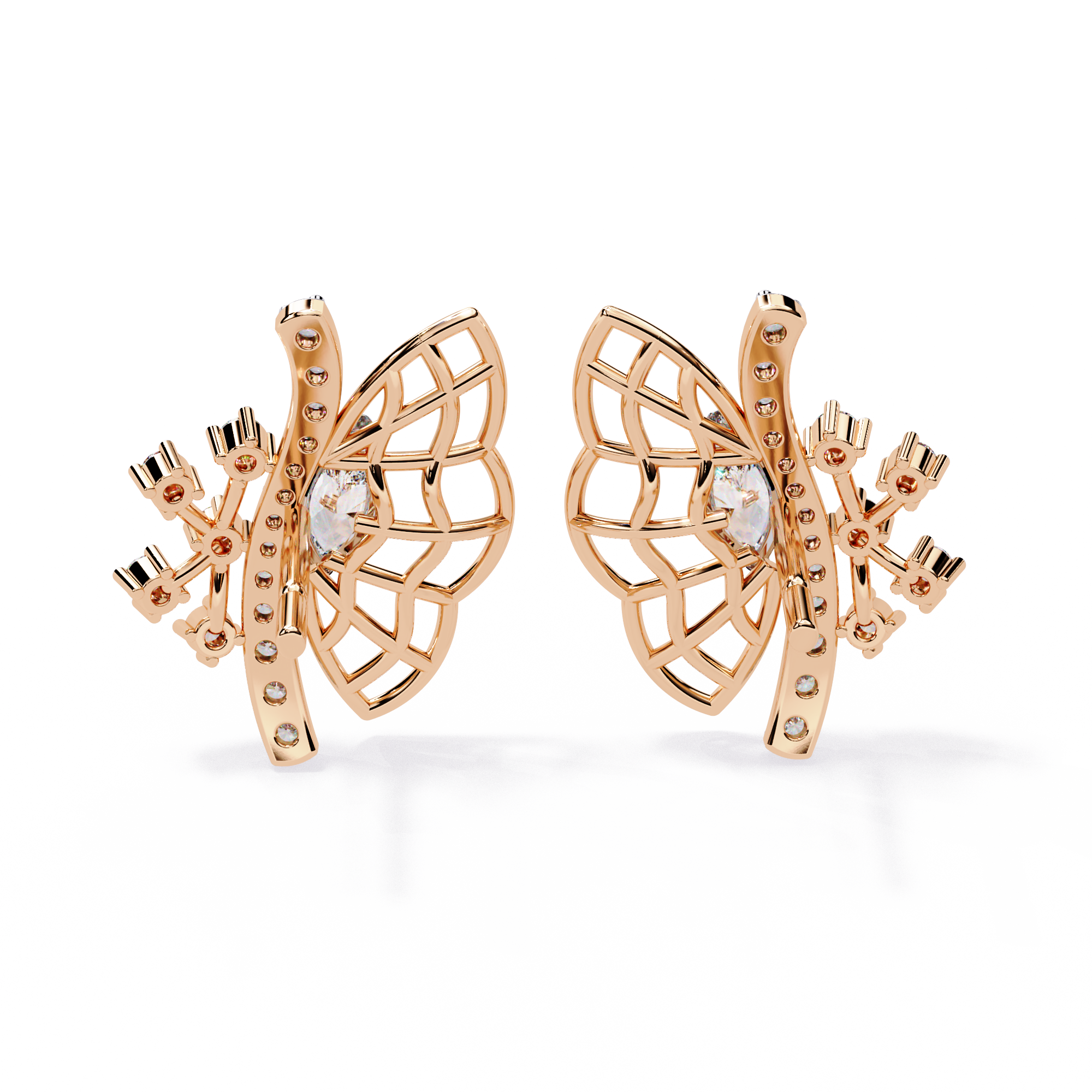 WOKE™ 0.58 CT  Lab grown diamond butterfly earrrings in 14k Gold