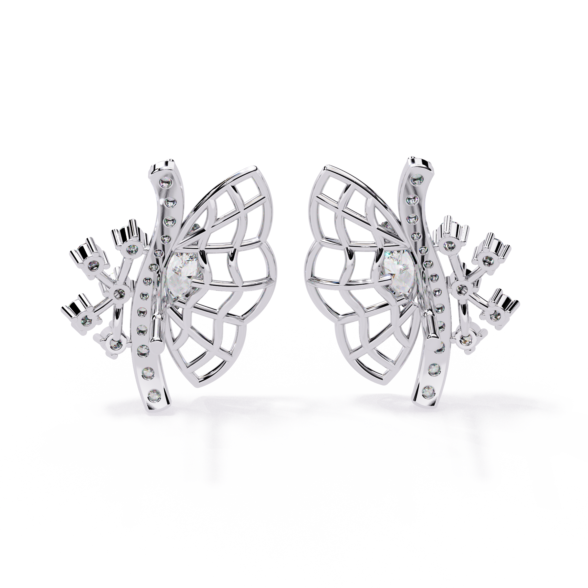 WOKE™ 0.58 CT  Lab grown diamond butterfly earrrings in 14k Gold