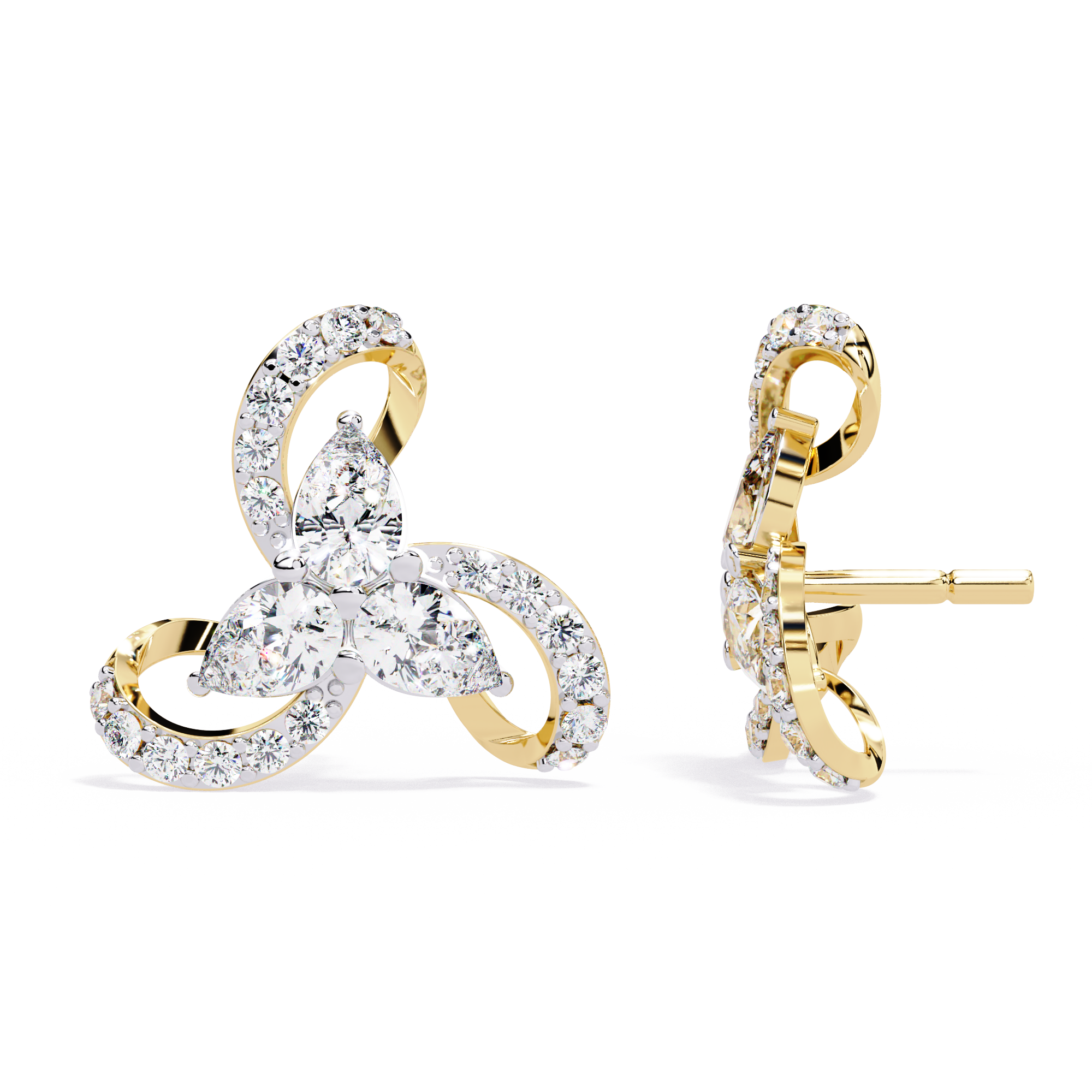 WOKE™ 0.58 CT Moissanite butterfly earrrings in 14k Gold