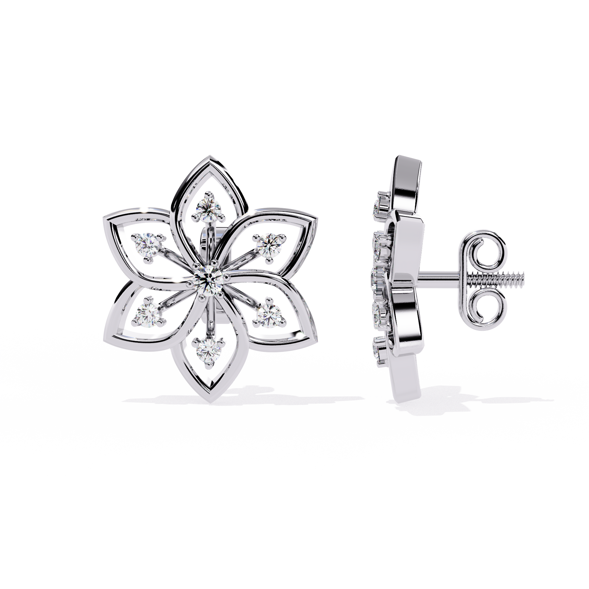 0.28 CT  Lab grown diamond flower earrings in 925 sterling silver