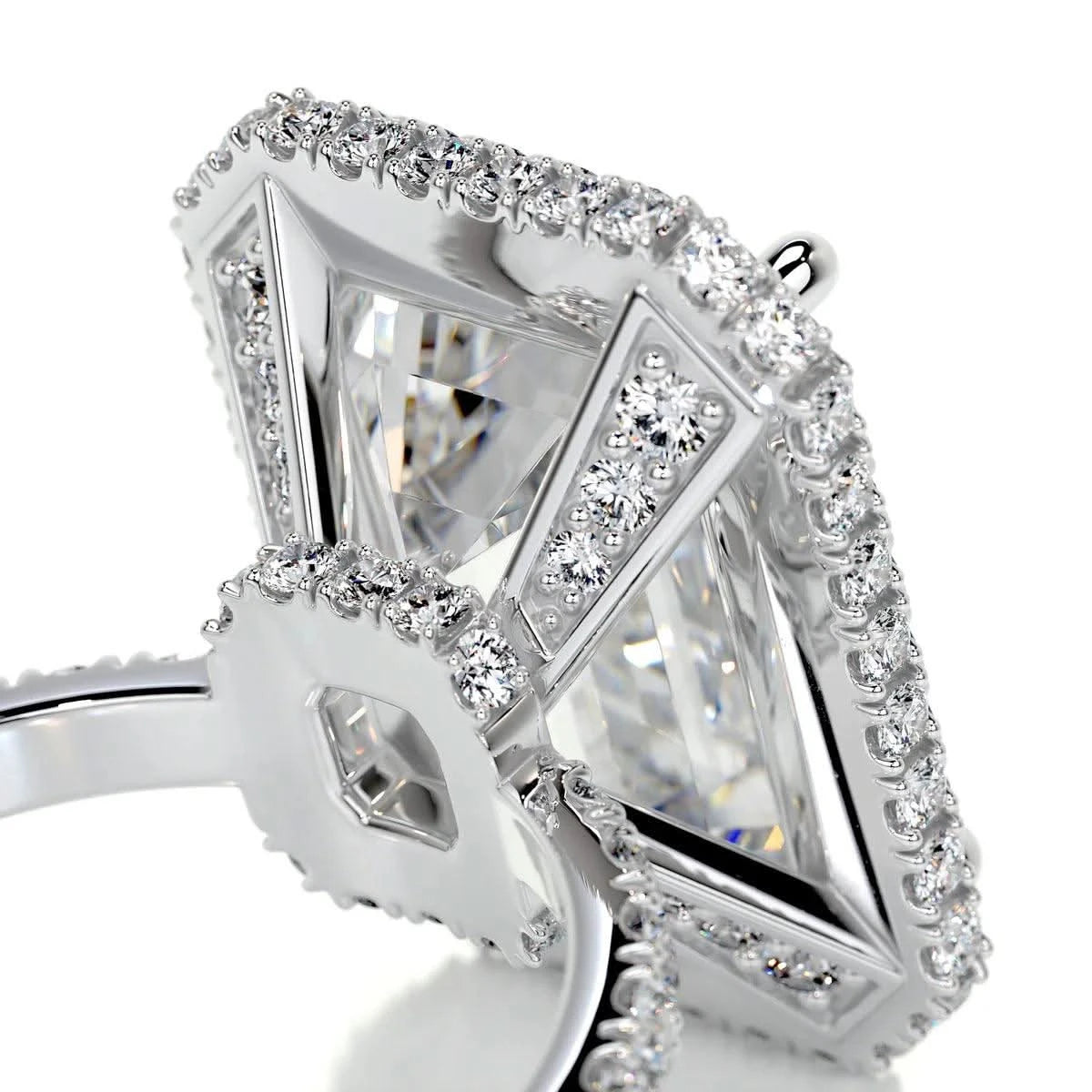 8 carat emerald cut double halo ring | Moissanite ring in 14k gold &  925 sterling silver| GRA certified moissanites