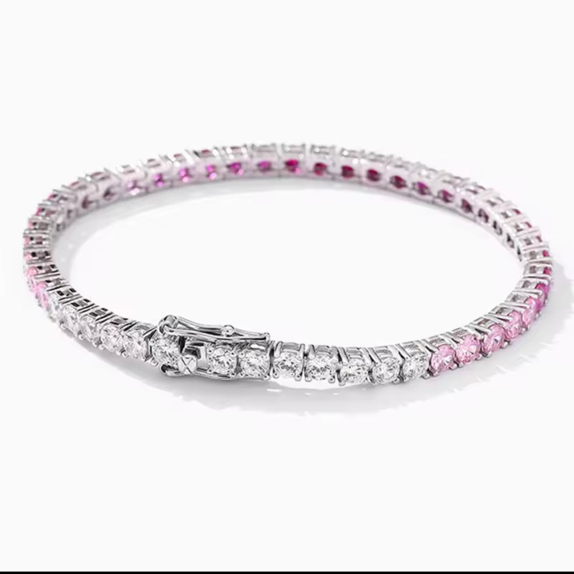 WOKE EXCLUSIVE ™ Lab Grown pink sapphire and Moissanite bracelet | 925 Silver