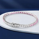 WOKE EXCLUSIVE ™ Lab Grown pink sapphire and Moissanite bracelet | 925 Silver
