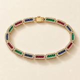 Lab-Grown Multi-sapphire Bracelet in 925 Silver |WOKE