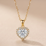 1 CT Heart Heart Moissanite Pendant in 9K Gold/925 Silver |WOKE