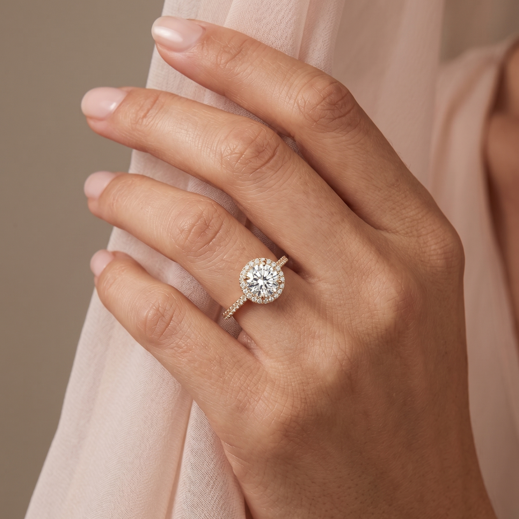1 CT Round Moissanite Ring in 9K Gold/925 Silver |WOKE
