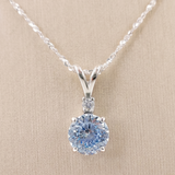 8 MM Blue Portugese Cut Moissanite Pendant in 9K Gold/925 Silver |WOKE