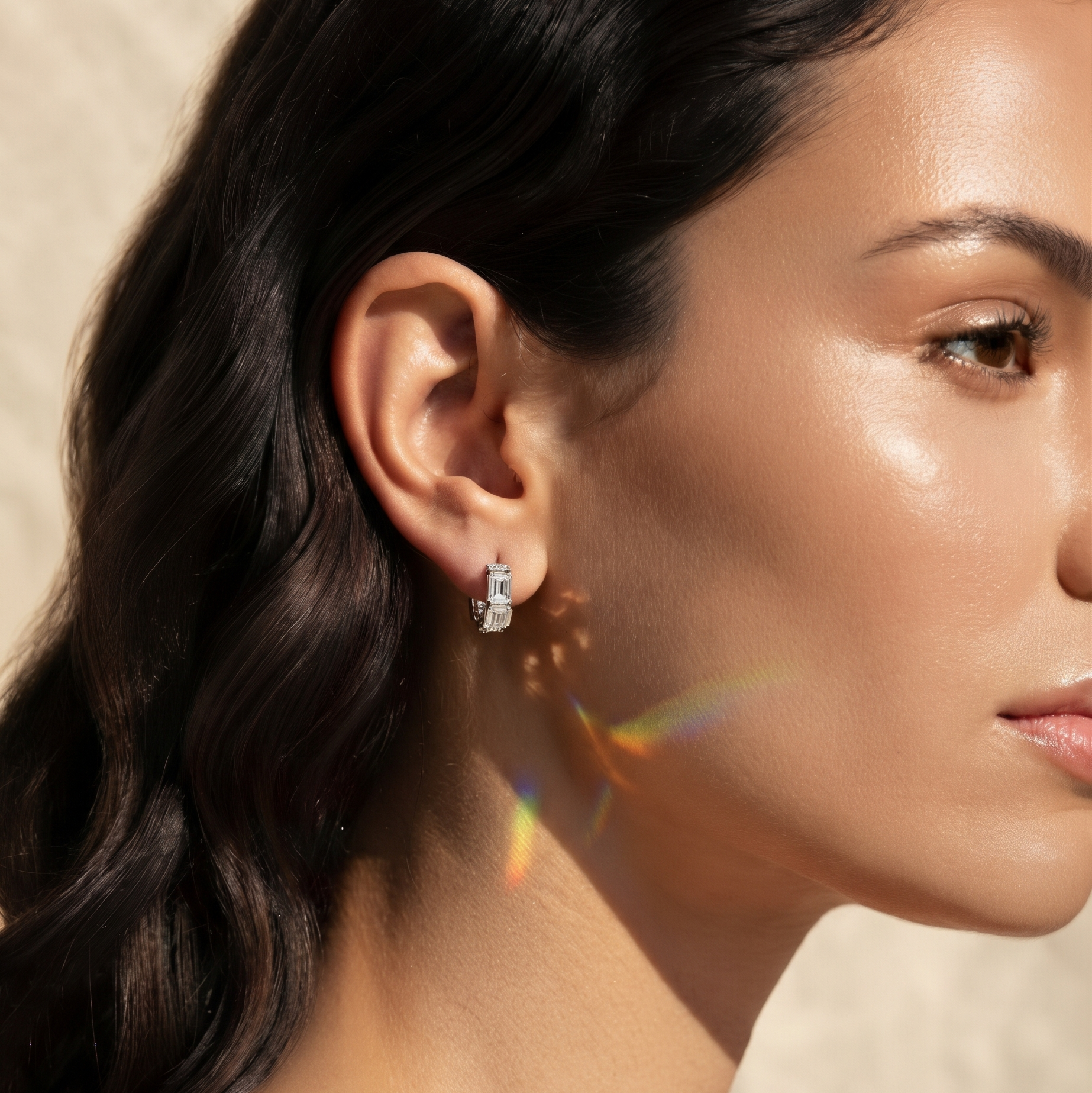 2 CT Emerald Cut  Studs in 925 Silver/9K Gold  |WOKE