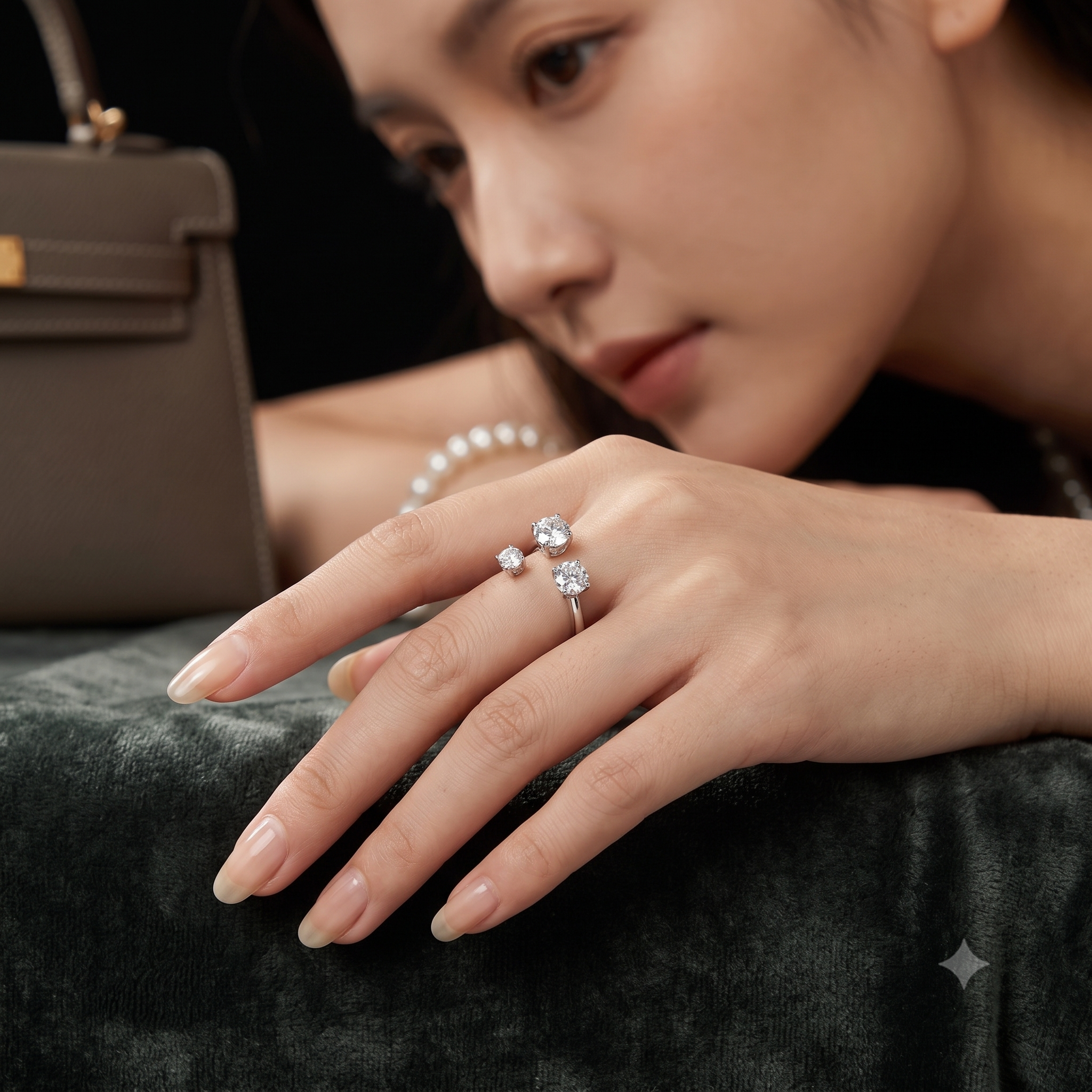 2.5 CT Round Moissanite Ring in 9K Gold/925 Silver
